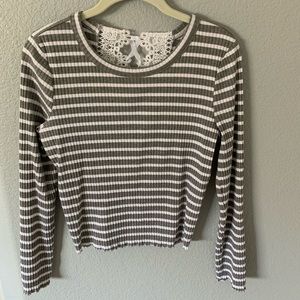 White and Grey Striped Top